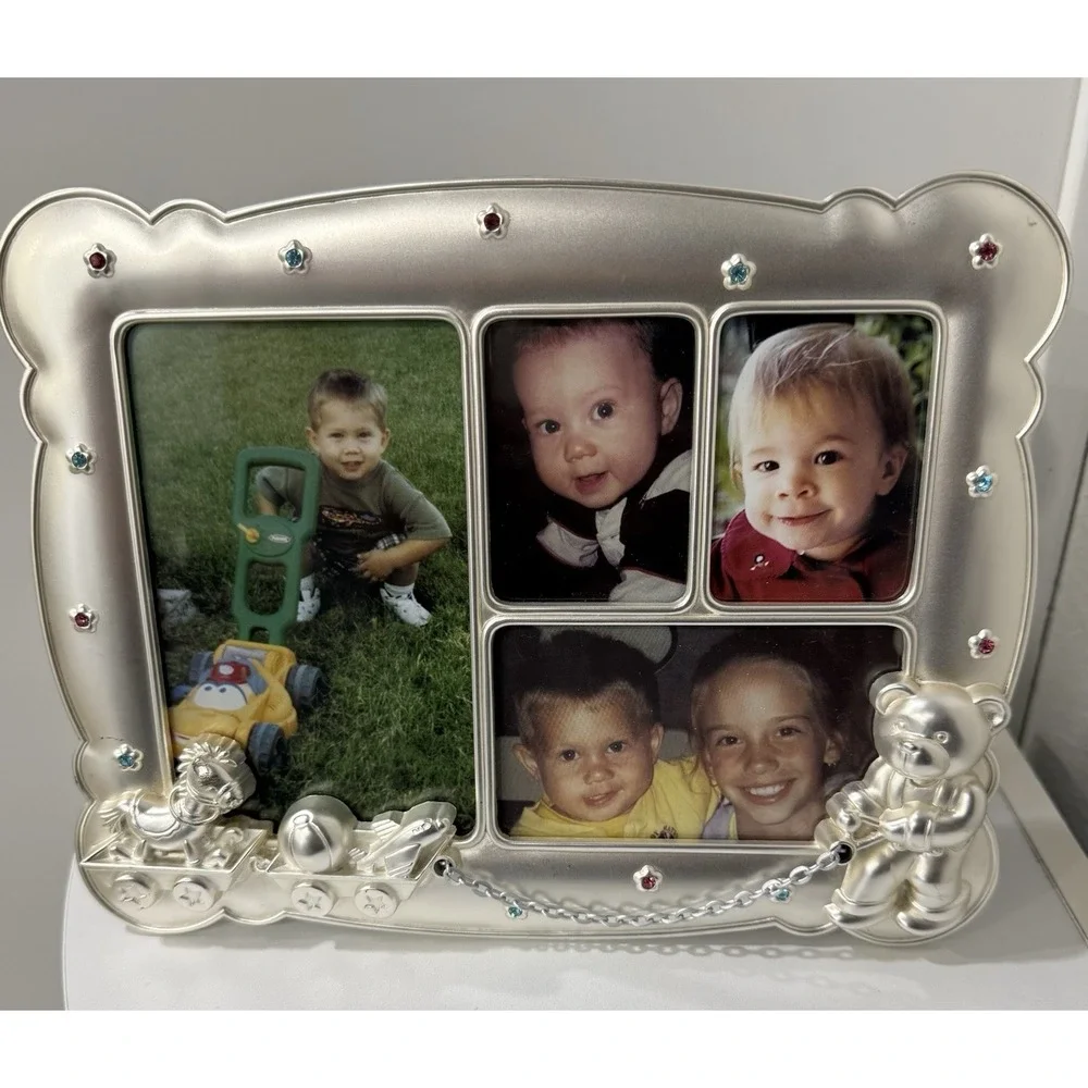 Vintage Royal Limited Silver Tone Baby Collage 3D Photo Picture Frame